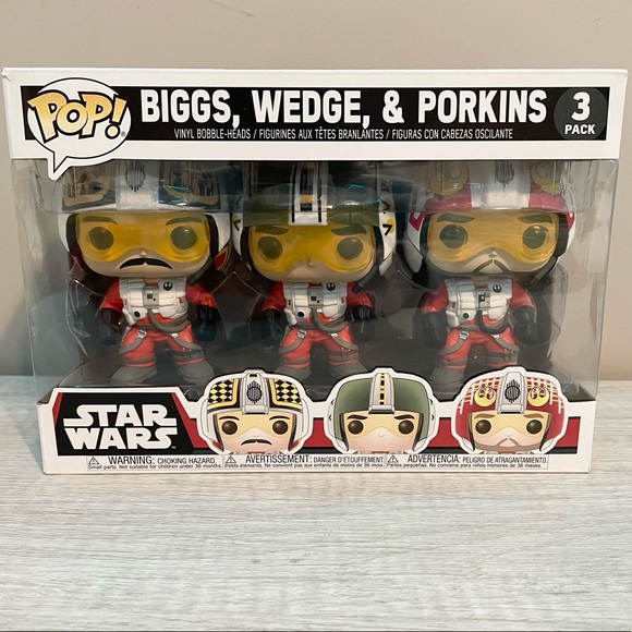 Star Wars Funko pop 3 pack pilots Biggs,Wedge and Porkins bobble heads